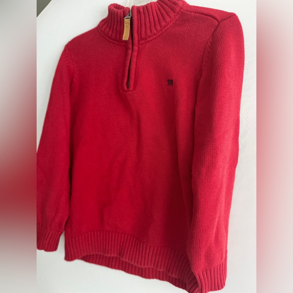 Like New! Carters brand boys half zip pull sweater in red with embroidered bear